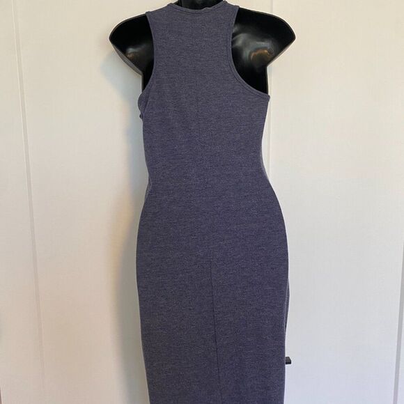 Blue Slate High Neck Sleeveless Knit Midi Dress Bodycon Fitted Dress Size Small - Picture 3 of 4